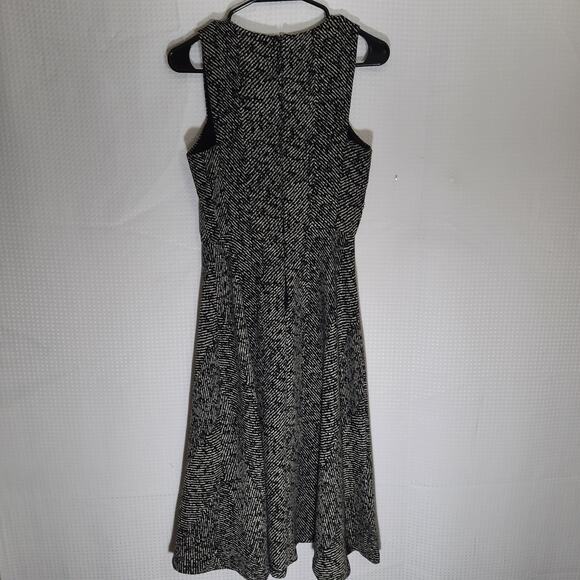 Zara Basic S Sleeveless Fit & Flare Dress Black White Abstract Work Cocktail - Picture 6 of 7